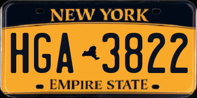 NY license plate HGA3822