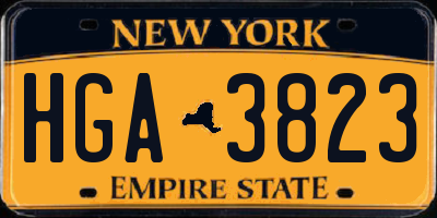 NY license plate HGA3823