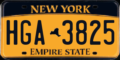 NY license plate HGA3825