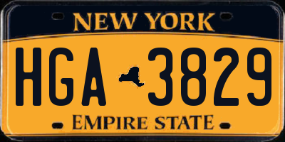 NY license plate HGA3829