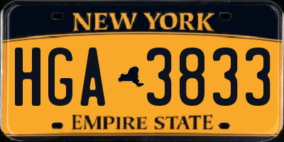 NY license plate HGA3833