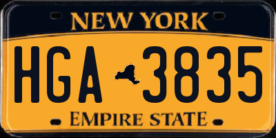 NY license plate HGA3835