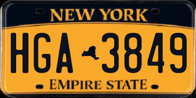 NY license plate HGA3849