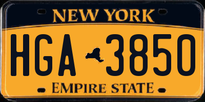 NY license plate HGA3850