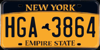 NY license plate HGA3864