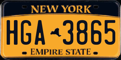 NY license plate HGA3865