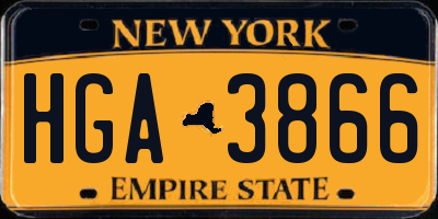 NY license plate HGA3866