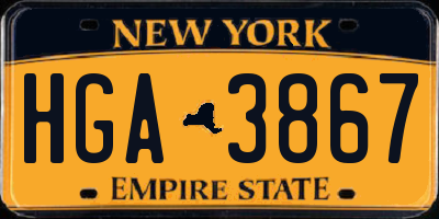 NY license plate HGA3867