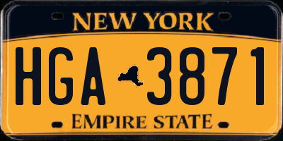 NY license plate HGA3871