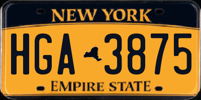 NY license plate HGA3875