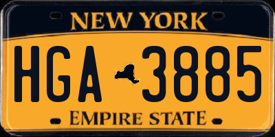 NY license plate HGA3885