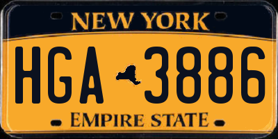 NY license plate HGA3886