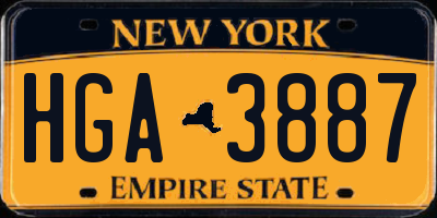 NY license plate HGA3887