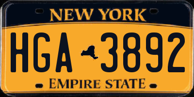 NY license plate HGA3892