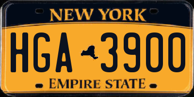 NY license plate HGA3900