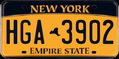 NY license plate HGA3902