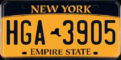 NY license plate HGA3905