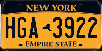 NY license plate HGA3922