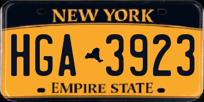 NY license plate HGA3923