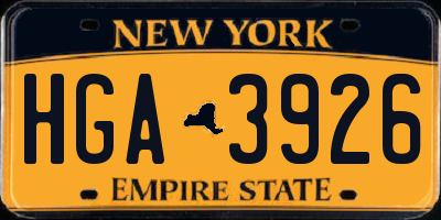 NY license plate HGA3926