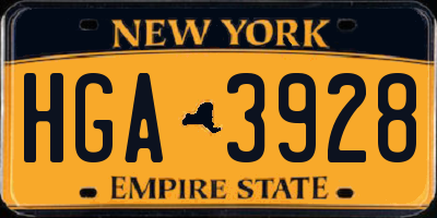 NY license plate HGA3928