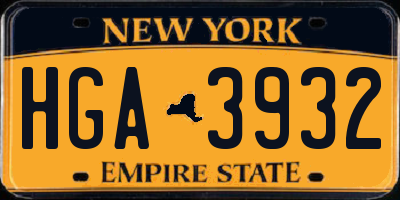 NY license plate HGA3932