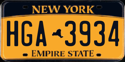NY license plate HGA3934
