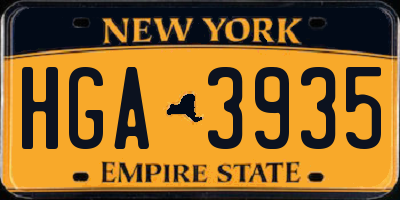 NY license plate HGA3935