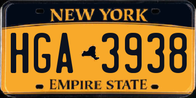 NY license plate HGA3938