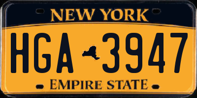 NY license plate HGA3947