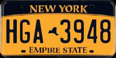 NY license plate HGA3948