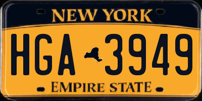 NY license plate HGA3949