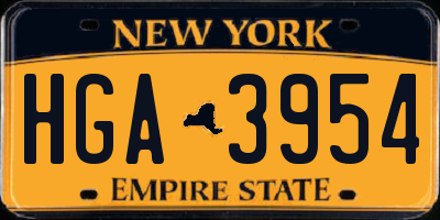 NY license plate HGA3954