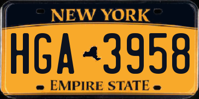 NY license plate HGA3958