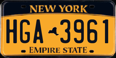 NY license plate HGA3961