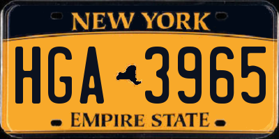NY license plate HGA3965