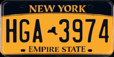 NY license plate HGA3974