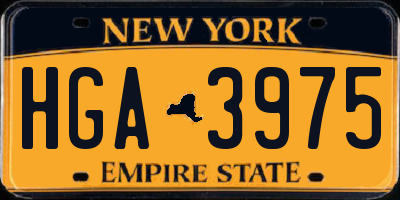 NY license plate HGA3975