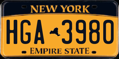 NY license plate HGA3980