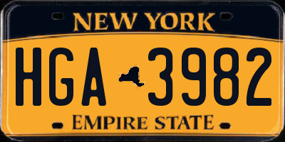 NY license plate HGA3982