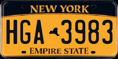 NY license plate HGA3983