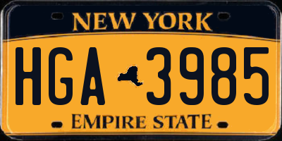 NY license plate HGA3985