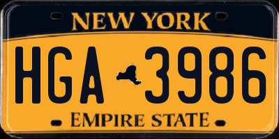 NY license plate HGA3986