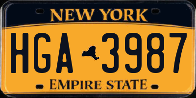 NY license plate HGA3987