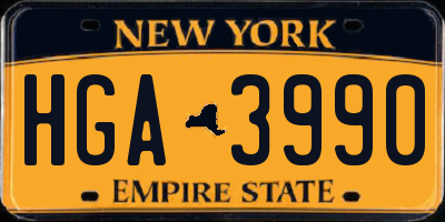 NY license plate HGA3990