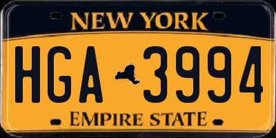 NY license plate HGA3994