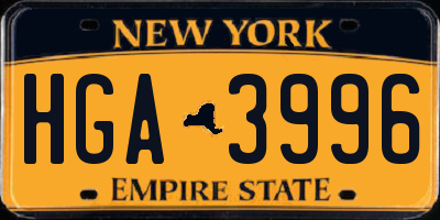 NY license plate HGA3996