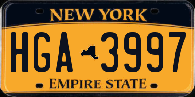 NY license plate HGA3997