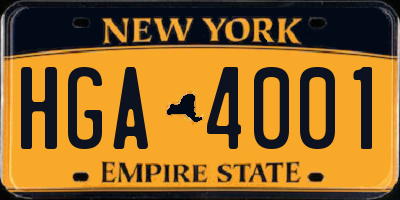 NY license plate HGA4001