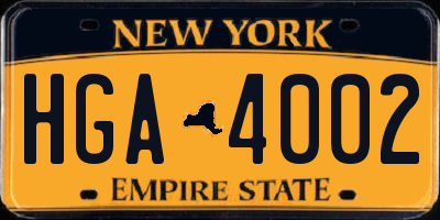 NY license plate HGA4002